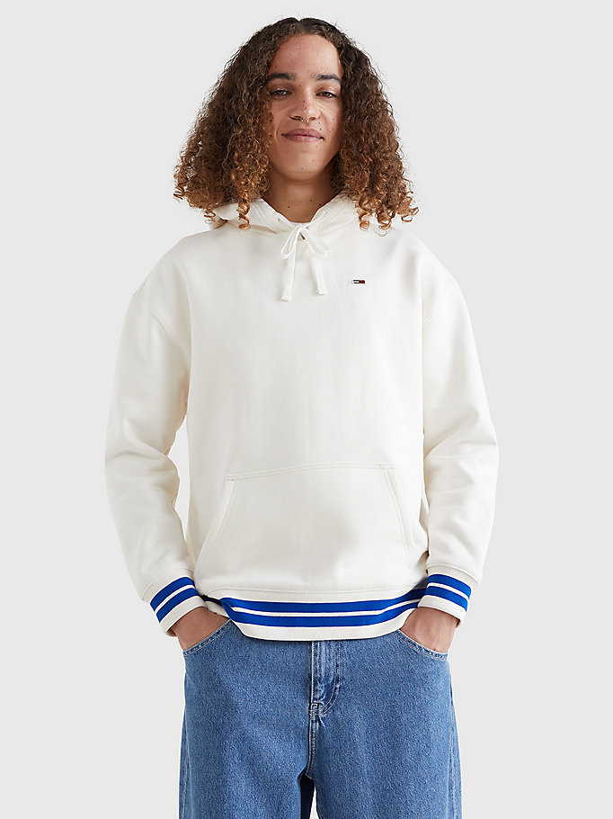 wit relaxed fit varsity hoodie met logo voor heren - tommy jeans
