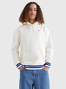 weiß college relaxed fit hoodie mit logo für herren - tommy jeans
