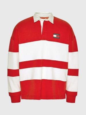 Mixed Stripe Rugby Shirt RED Tommy Hilfiger