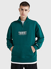 green half-zip relaxed fit sweatshirt for men tommy jeans