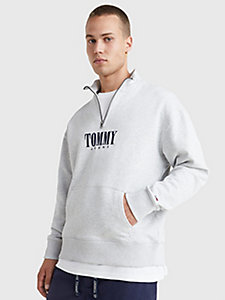 grey half-zip relaxed fit sweatshirt for men tommy jeans