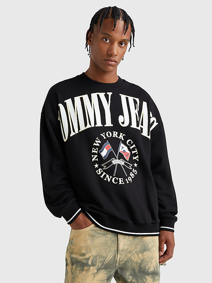 zwart skate sweatshirt met logo voor heren - tommy jeans