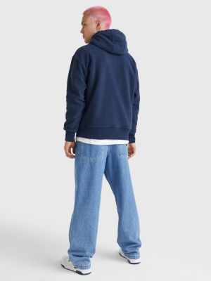 Signature Logo Relaxed Fit Fleece Hoody | BLUE | Tommy Hilfiger