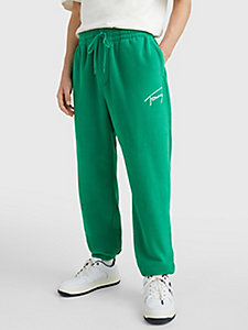 grün relaxed fit jogginghose aus fleece für herren - tommy jeans