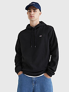 zwart hoodie met wafelstructuur voor heren - tommy jeans
