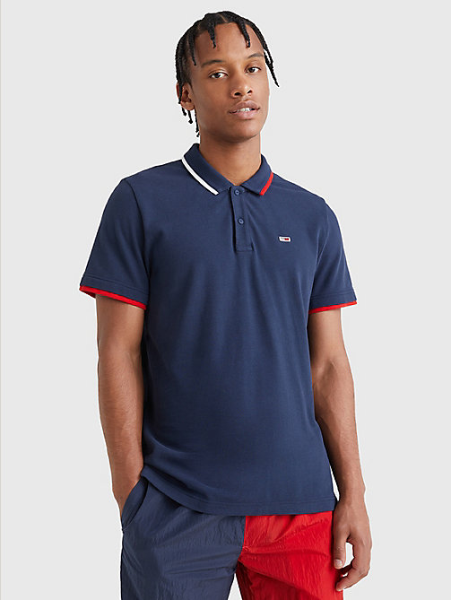 blue tipped regular fit polo for men tommy jeans