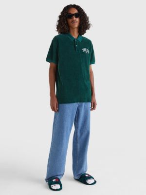 College Velour Classic Fit Polo | GREEN | Tommy Hilfiger