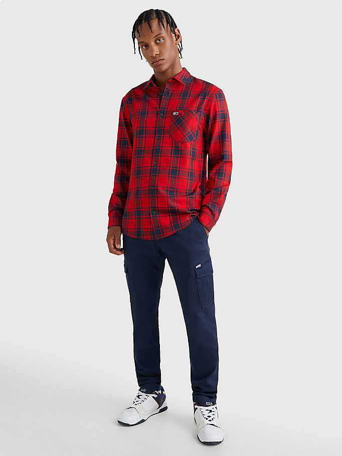 blue check flannel shirt for men tommy jeans