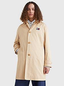 beige relaxed fit lined trench coat for men tommy jeans