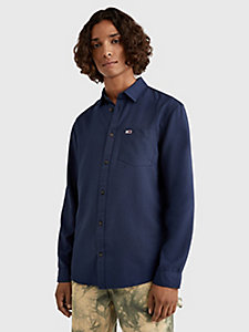 chemise standard en flanelle bleu pour hommes tommy jeans