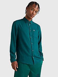 chemise standard en flanelle vert pour hommes tommy jeans