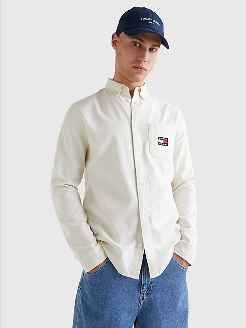 biały bawełniana koszula typu oxford z naszywką dla mężczyźni - tommy jeans