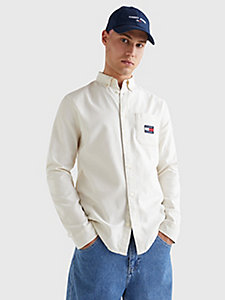 white badge organic cotton oxford shirt for men tommy jeans