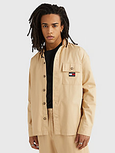beige classics casual fit twill overshirt for men tommy jeans