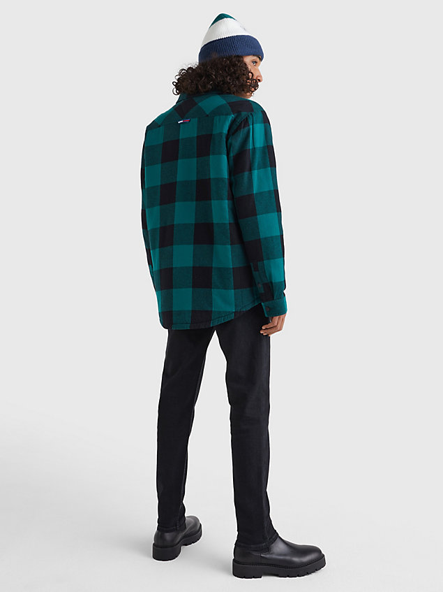 green flanell-overshirt aus bio-baumwolle mit sherpa für herren - tommy jeans