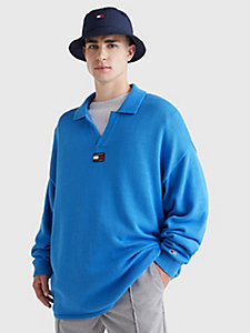 blauw skate trui met polokraag voor heren - tommy jeans