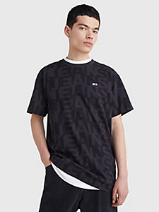black all-over logo print relaxed t-shirt for men tommy jeans