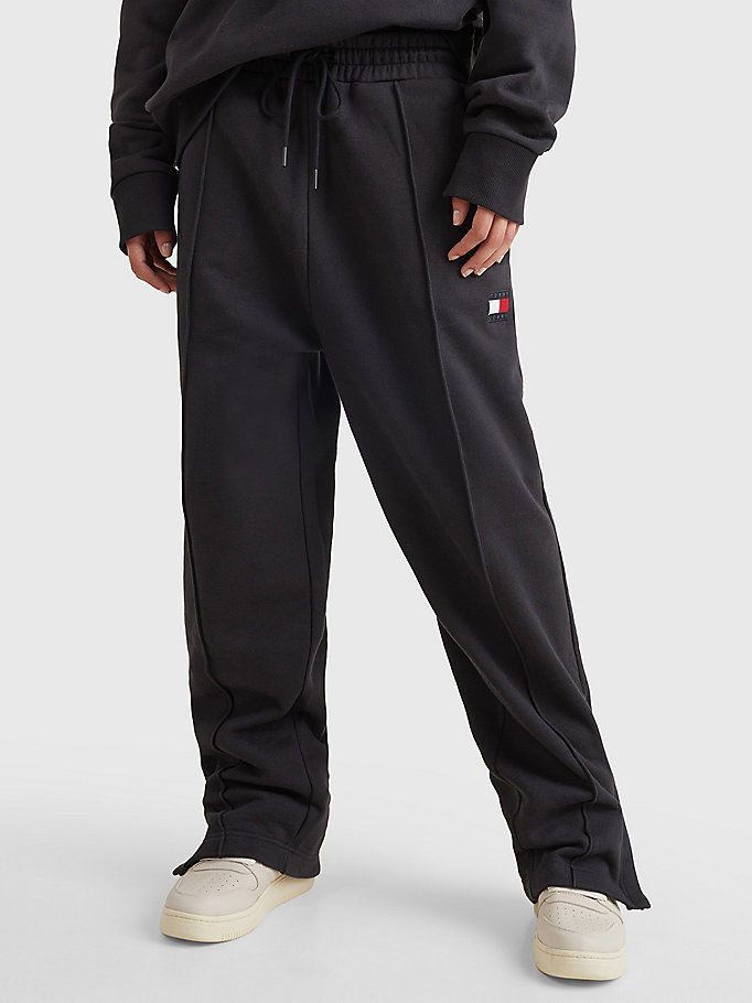 black pintuck seam joggers for men tommy jeans