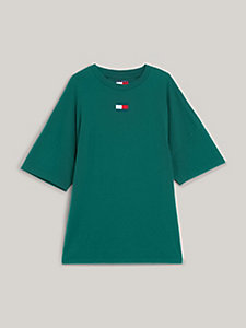 green dual gender split hem t-shirt for men tommy jeans