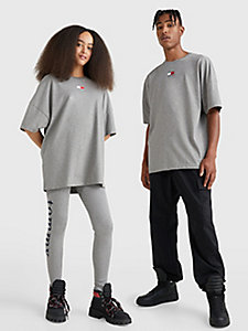 grey dual gender split hem t-shirt for men tommy jeans