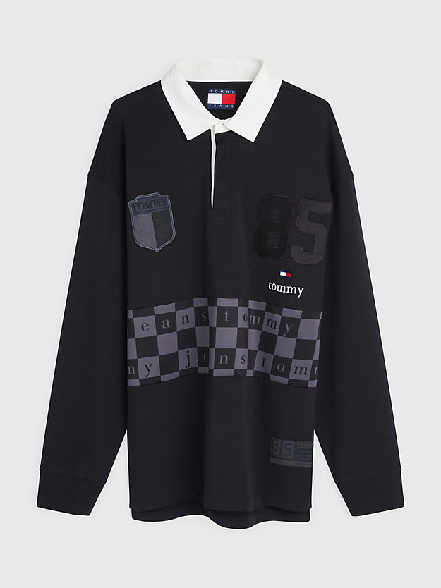 BLACK Checkerboard Rugby Shirt for men TOMMY JEANS