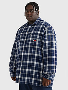blue plus modern padded check overshirt for men tommy jeans