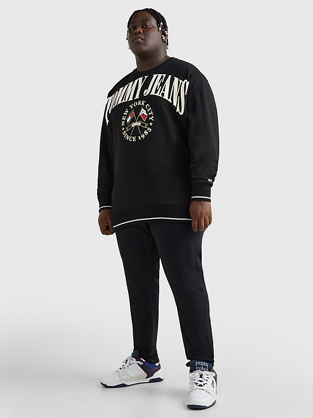 BLACK Plus Logo Skater Sweatshirt for men TOMMY JEANS