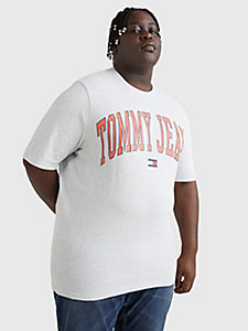 camiseta plus de corte clásico con logo gris de mujer tommy jeans