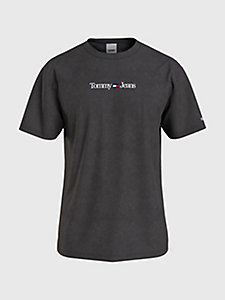 black plus logo embroidery classic fit t-shirt for men tommy jeans
