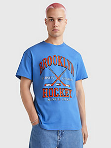 blue hockey-inspired vintage relaxed t-shirt for men tommy jeans