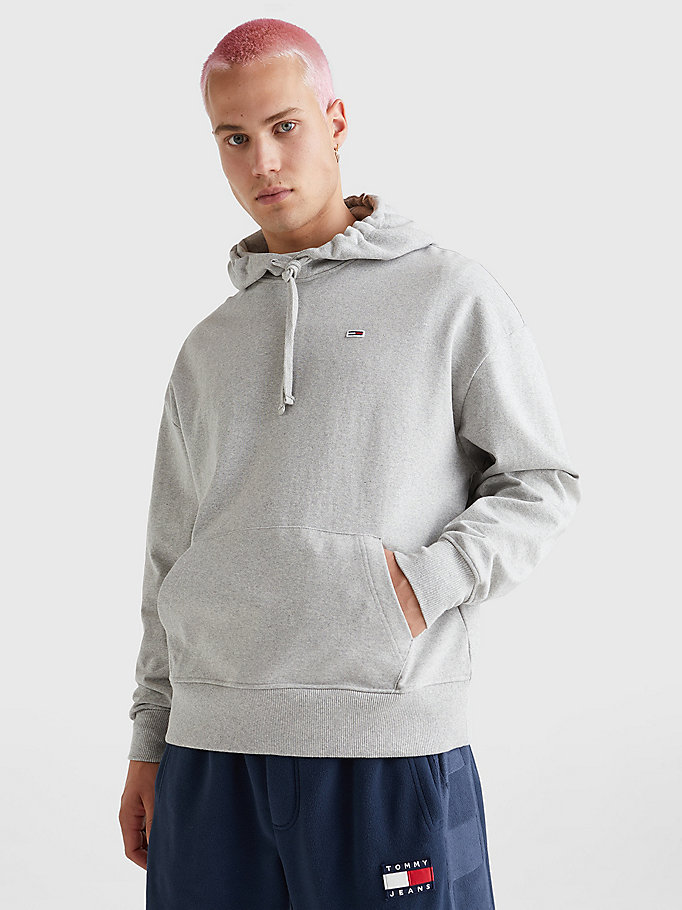 grijs relaxed fit hoodie met basketbalprint voor heren - tommy jeans