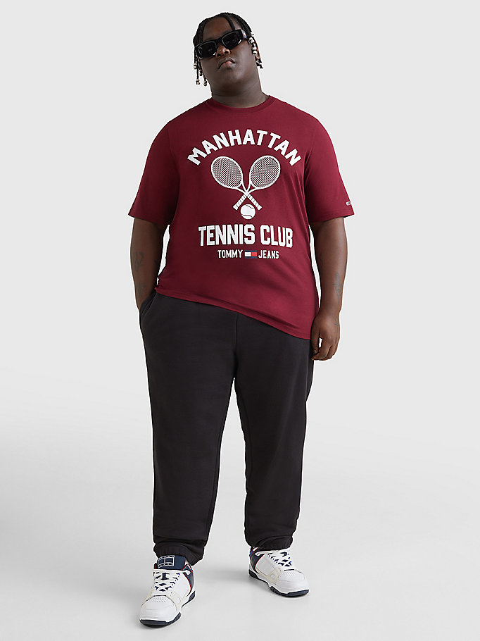 purple plus tennis-inspired classic fit t-shirt for men tommy jeans