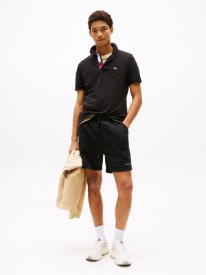 polo ajusté en pur coton noir pour hommes tommy jeans