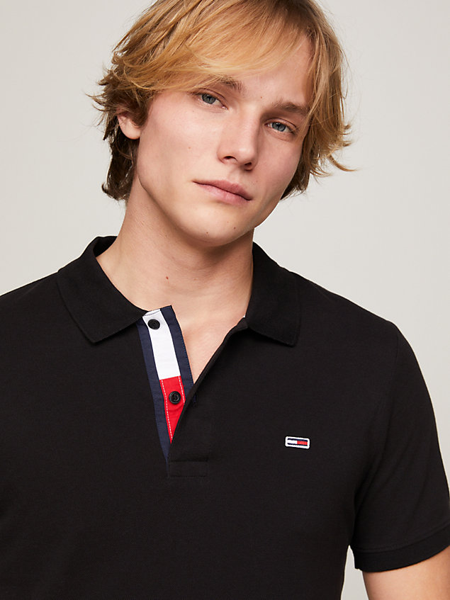 black pure organic cotton slim fit polo for men tommy jeans