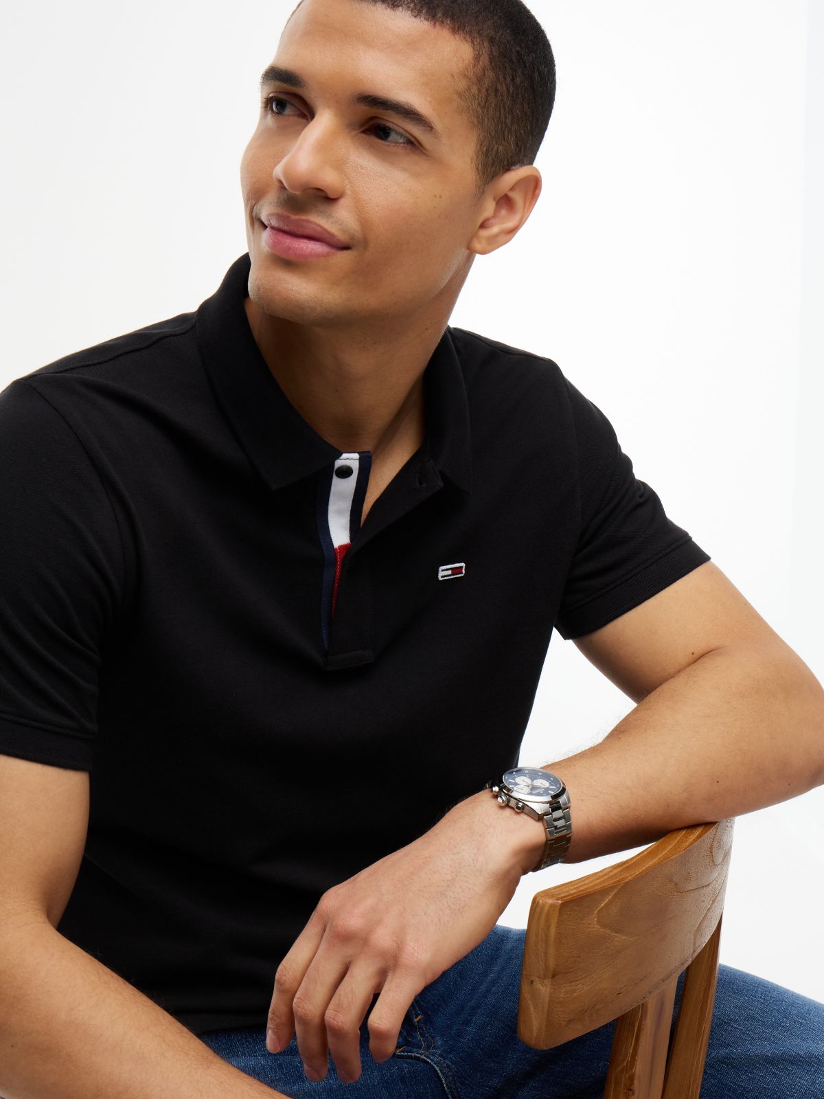Pure Cotton Slim Fit Polo Shirt — Black