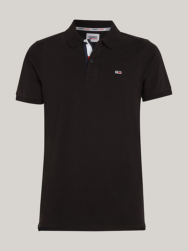 black pure organic cotton slim fit polo for men tommy jeans