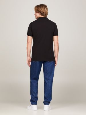 polo slim fit in puro cotone nero da uomini tommy jeans