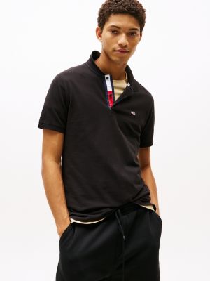 black katoenen slim fit polo voor heren - tommy jeans