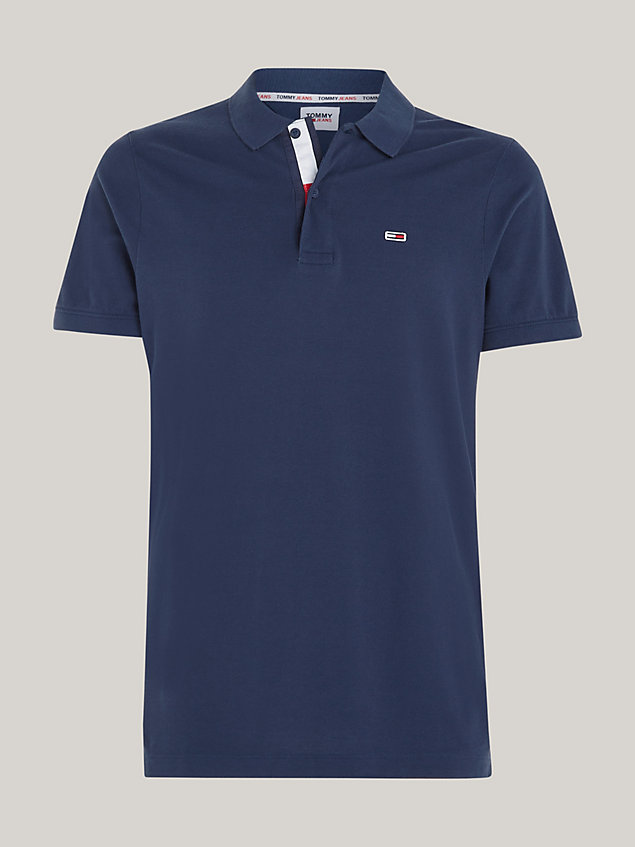 blue pure organic cotton slim fit polo for men tommy jeans