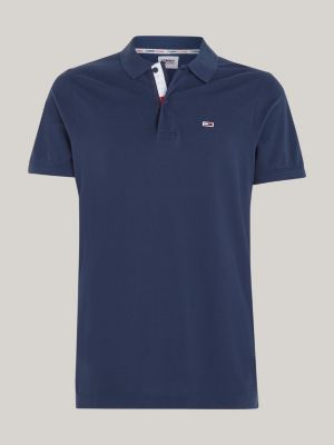 polo slim fit in puro cotone blu da uomini tommy jeans