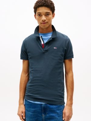 blue katoenen slim fit polo voor heren - tommy jeans