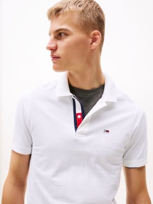 polo ajusté en pur coton blanc pour hommes tommy jeans