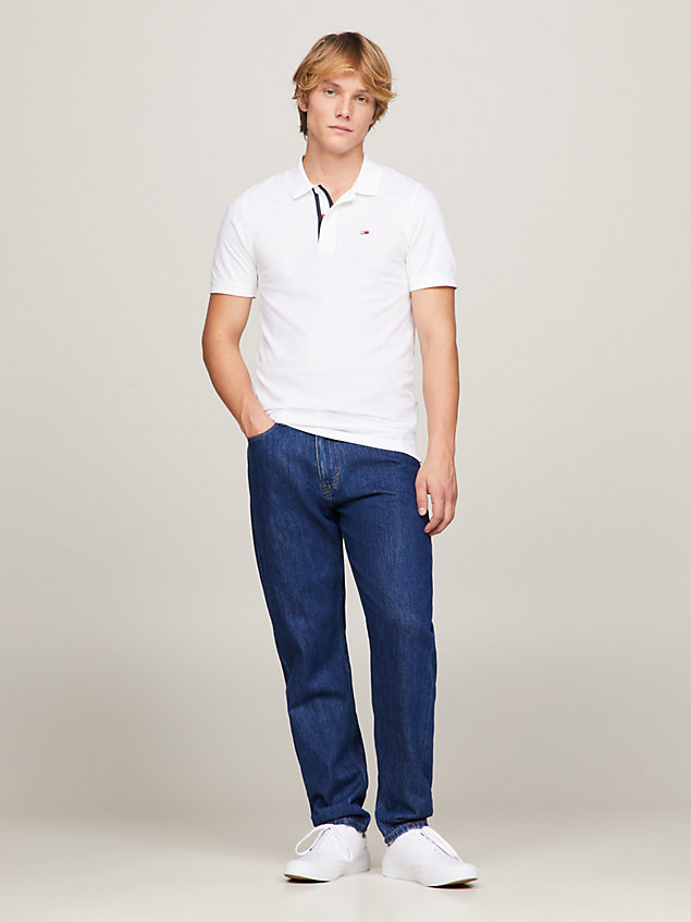 white pure organic cotton slim fit polo for men tommy jeans