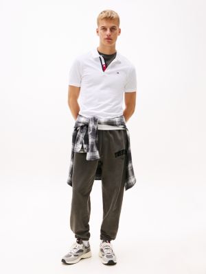 wit katoenen slim fit polo voor heren - tommy jeans