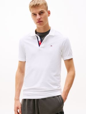 white katoenen slim fit polo voor heren - tommy jeans