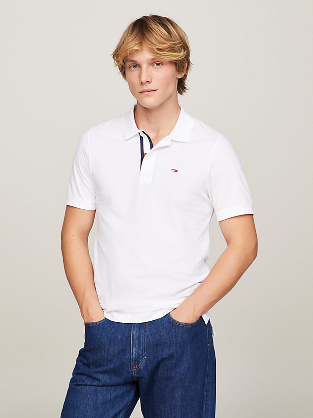 white pure organic cotton slim fit polo for men tommy jeans
