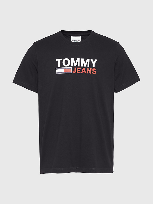t-shirt in puro cotone biologico con logo black da uomo tommy jeans