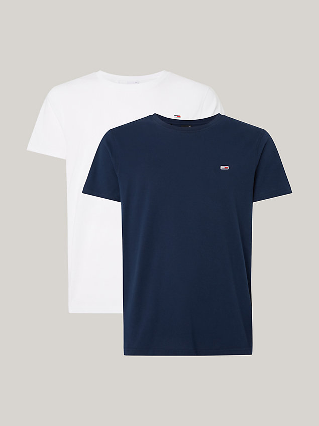 2 pack t-shirt extra slim fit in jersey blue da uomo tommy jeans