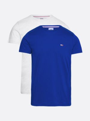 lot de 2 t-shirts essential ajustés en jersey blue pour hommes tommy jeans