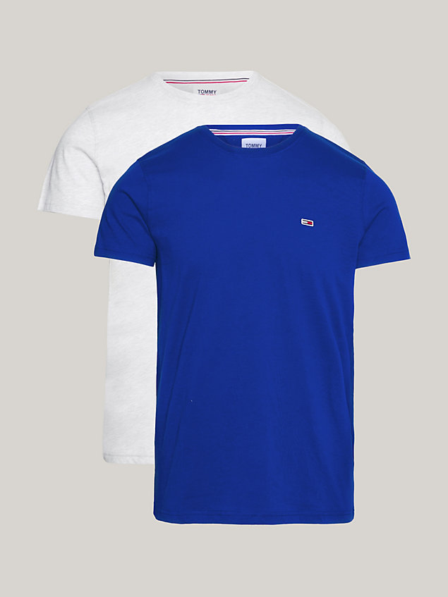 lot de 2 t-shirts essential ajustés en jersey blue pour hommes tommy jeans
